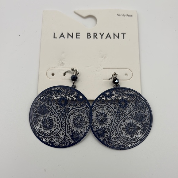 Lane Bryant Navy Blue Ornate Earrings with Vintage Design - Picture 1 of 2